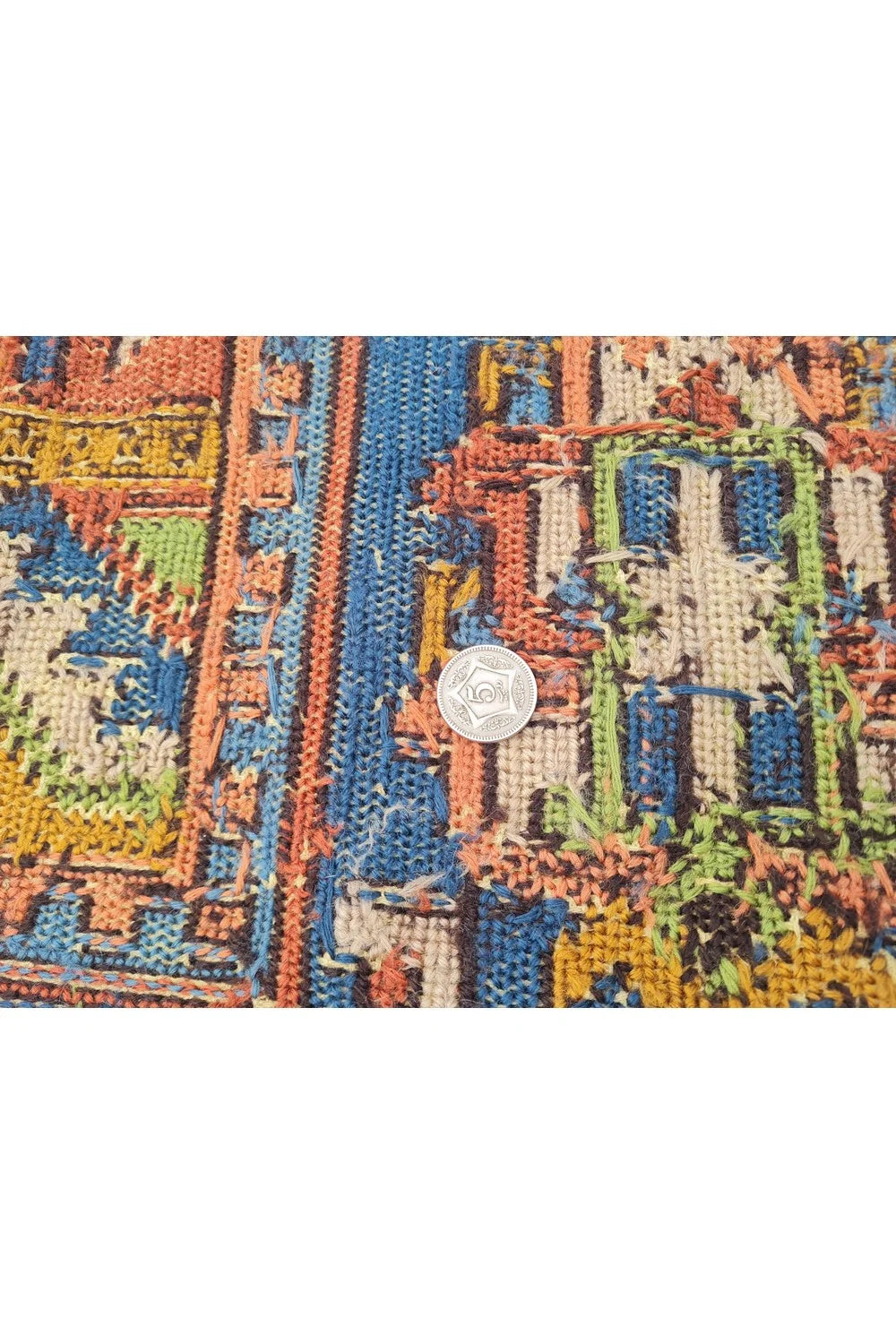Amazing Hand Knotted Vintage Flat Weave Kilim Round Wool Area Rug 4.1 x 4.1 Ft