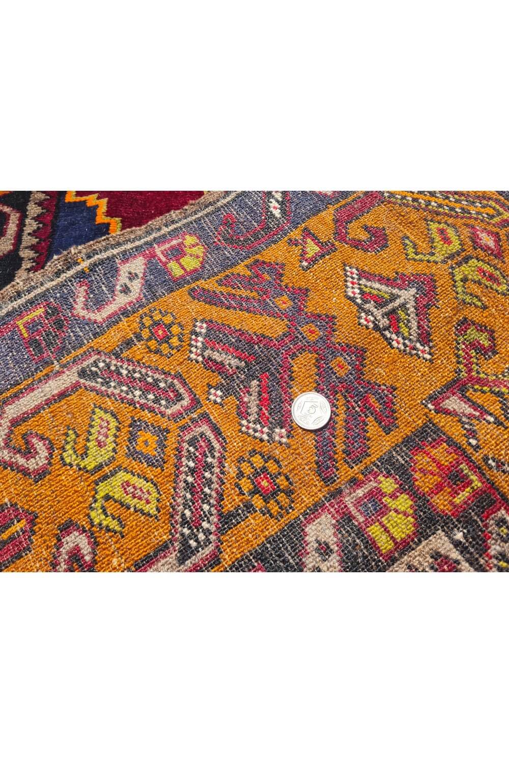 Authentic Hand Knotted Vintage Turkish Wool Area Rug 7.5 x 4.1 Ft