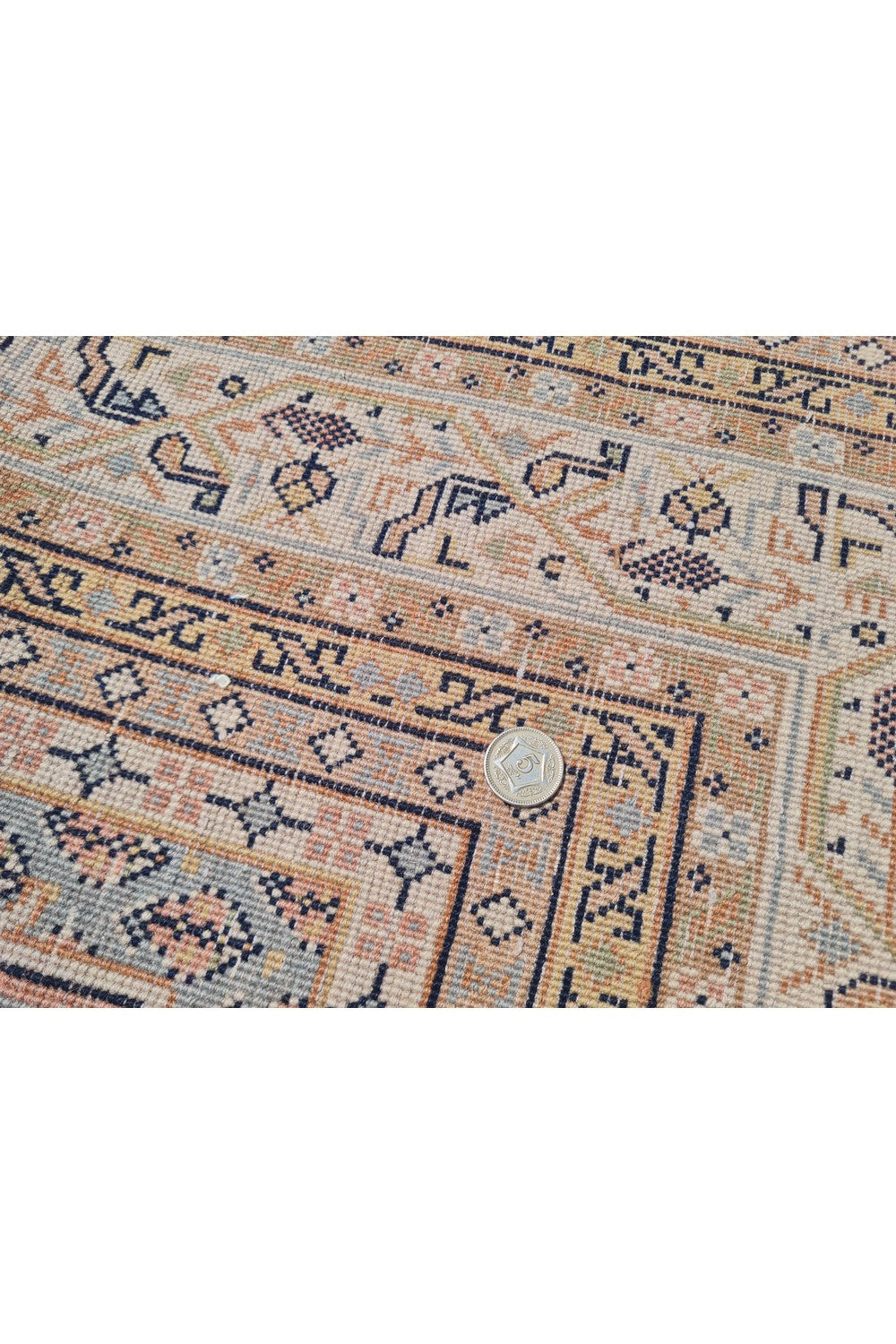 Authentic Hand Knotted Vintage Badam Gul Wool Area Rug 8.1 x 6.4 Ft (1445 Ger-4)