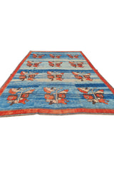 Authentic Hand Knotted Vintage Kurdi Wool Area Rug 9.10 x 7.0 Ft (1474 Ger-4)