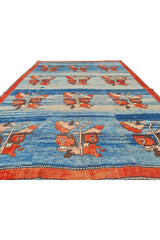 Authentic Hand Knotted Vintage Kurdi Wool Area Rug 9.10 x 7.0 Ft (1474 Ger-4)