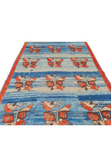 Authentic Hand Knotted Vintage Kurdi Wool Area Rug 9.10 x 7.0 Ft (1474 Ger-4)