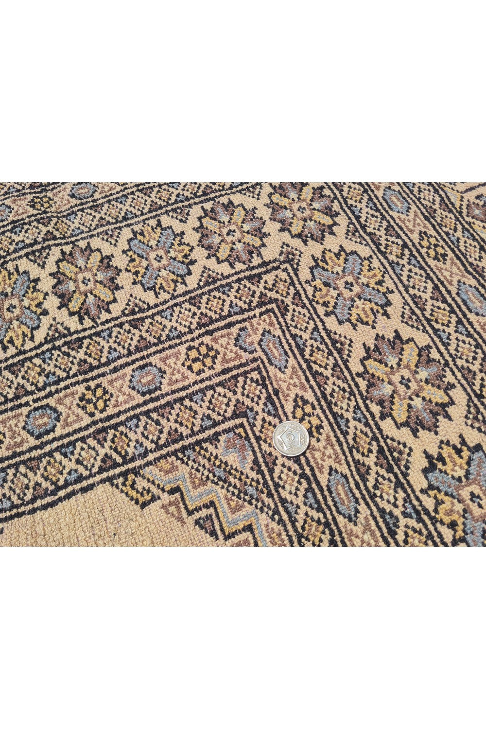 Authentic Hand Knotted Vintage Pakistani Bokhara Jhaldar Wool Area Rug 9.10 x 6.9 Ft (1476 Ger-4)
