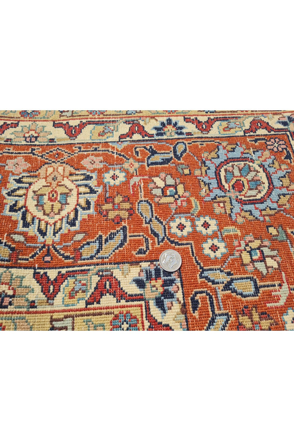 Authentic Hand Knotted Vintage Indo Wool Area Rug 8.0 x 5.9 Ft (1477 Ger-4)