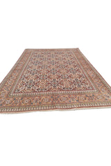 Authentic Hand Knotted Vintage Indo Wool Area Rug 8.2 x 6.2 Ft (1481 Ger-4)