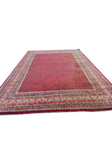 Authentic Hand Knotted Vintage Badam Gul Wool Area Rug 11 x 9 Ft (1509 Ger-4)