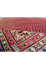 Authentic Hand Knotted Vintage Badam Gul Wool Area Rug 11 x 9 Ft (1509 Ger-4)