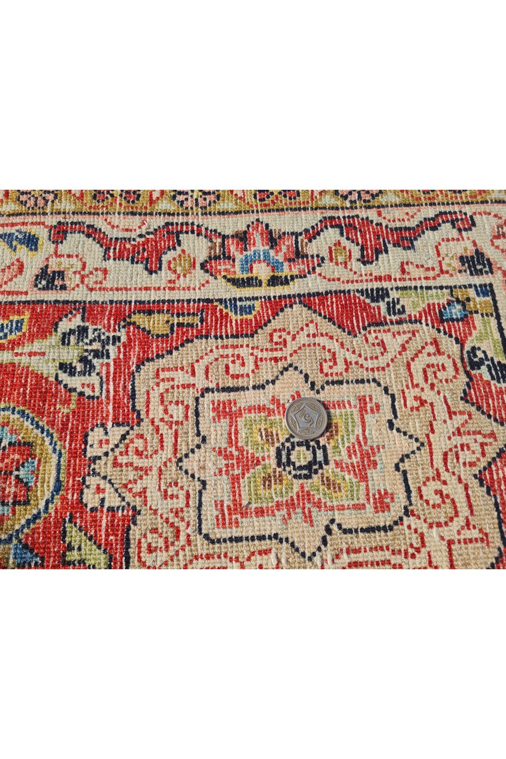 Authentic Hand Knotted Vintage Tabreez Wool Area Rug 12.8 x 8.6 Ft (1553 Ger-4)