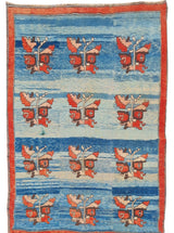 Authentic Hand Knotted Vintage Kurdi Wool Area Rug 9.10 x 7.0 Ft (1474 Ger-4)