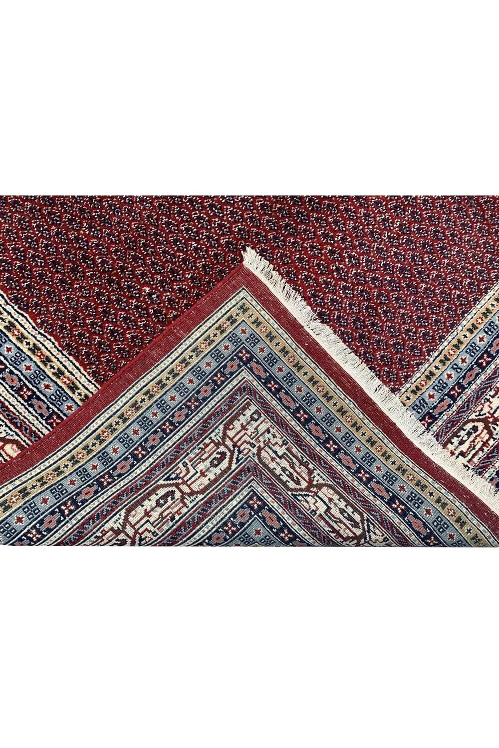 Authentic Hand Knotted Vintage Badam Gul Wool Area Rug 9.0 x 6.1 Ft