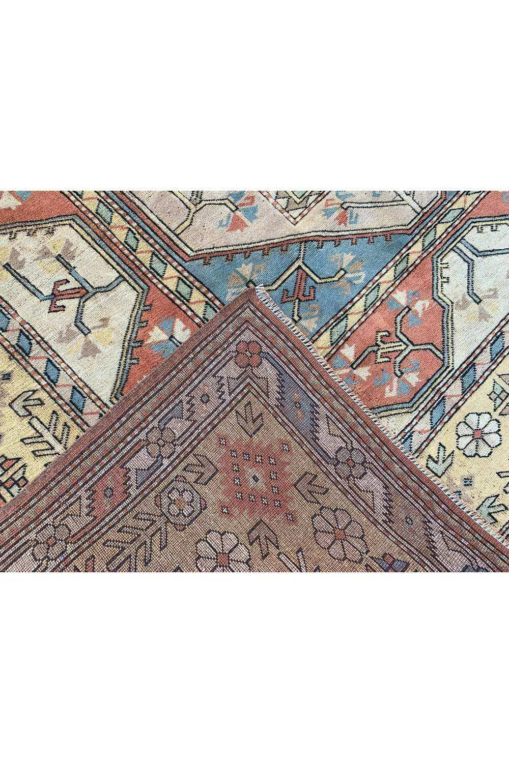 Amazing Hand Knotted Vintage Turkish Wool Area Rug 12.2 x 8.5 Ft