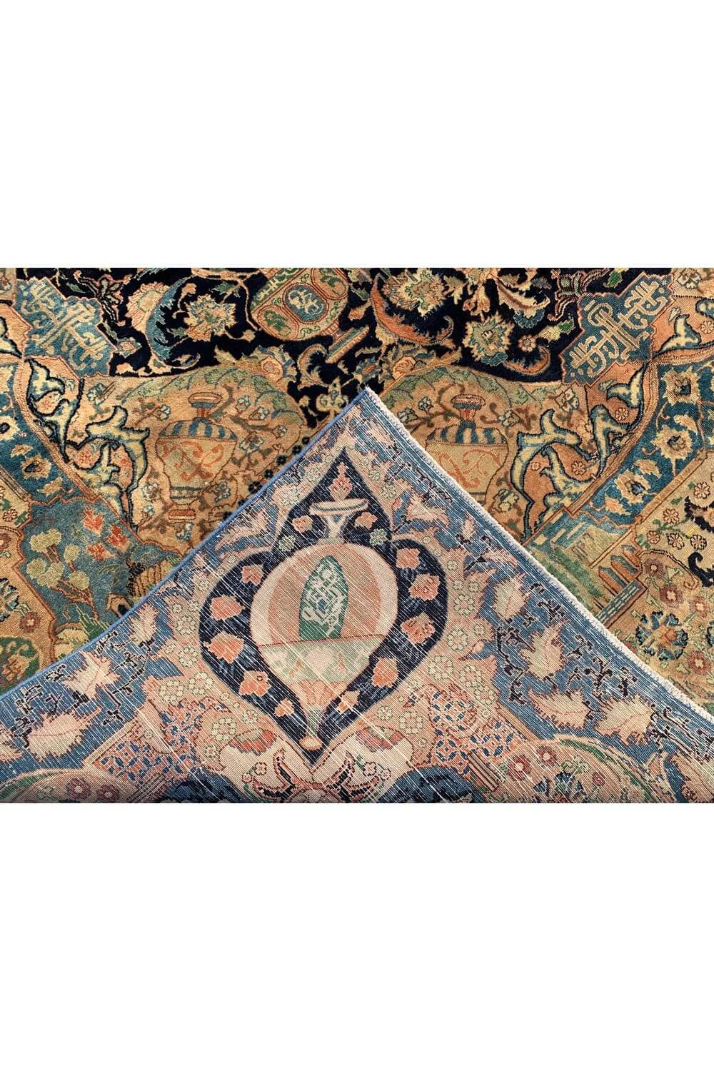 Authentic Hand Knotted Antique Kashmour Pictorial Wool Area Rug 12.7 x 9.7 Ft