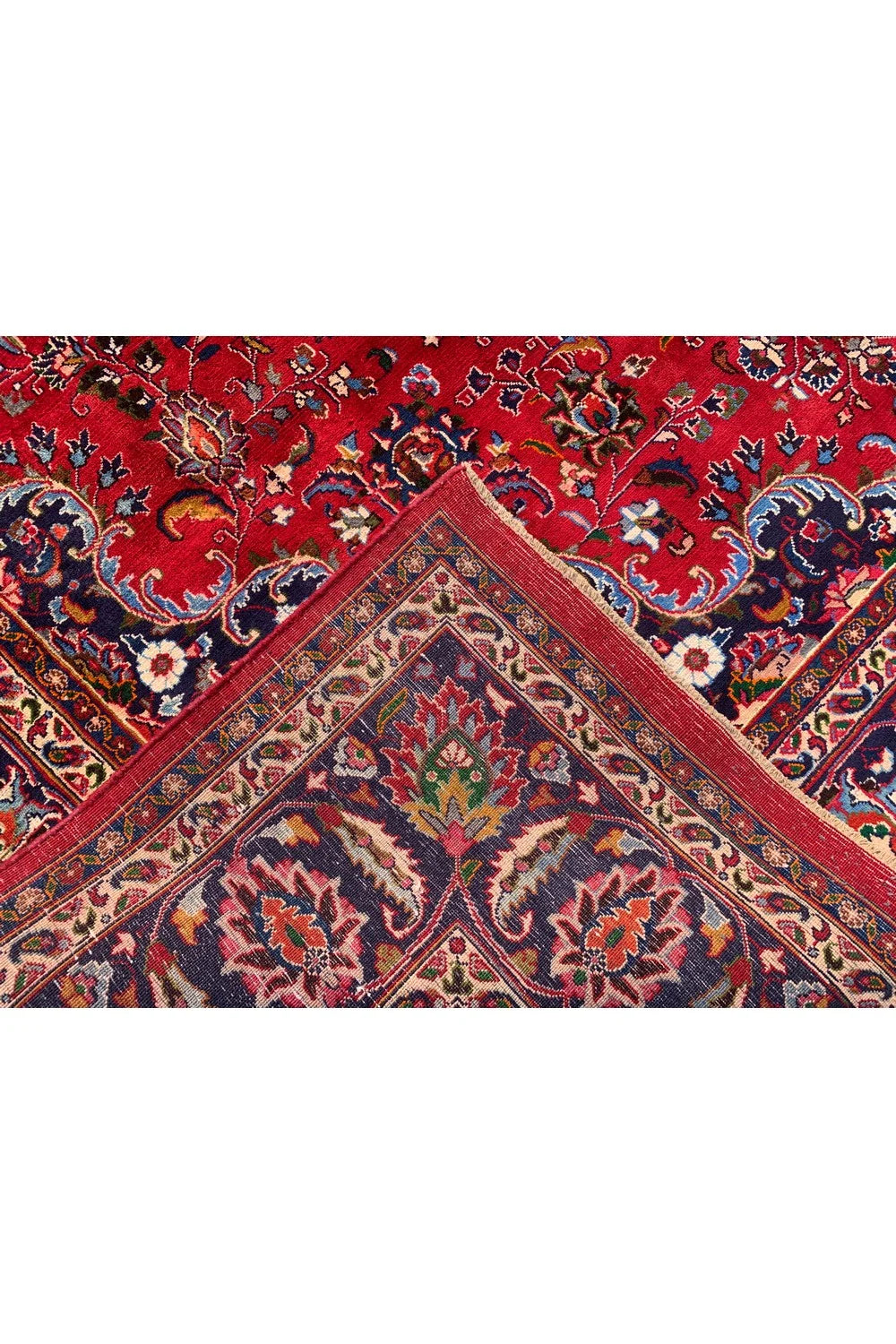 Authentic Hand Knotted Vintage Qashoun Wool Area Rug 12.8 x 9.4 Ft
