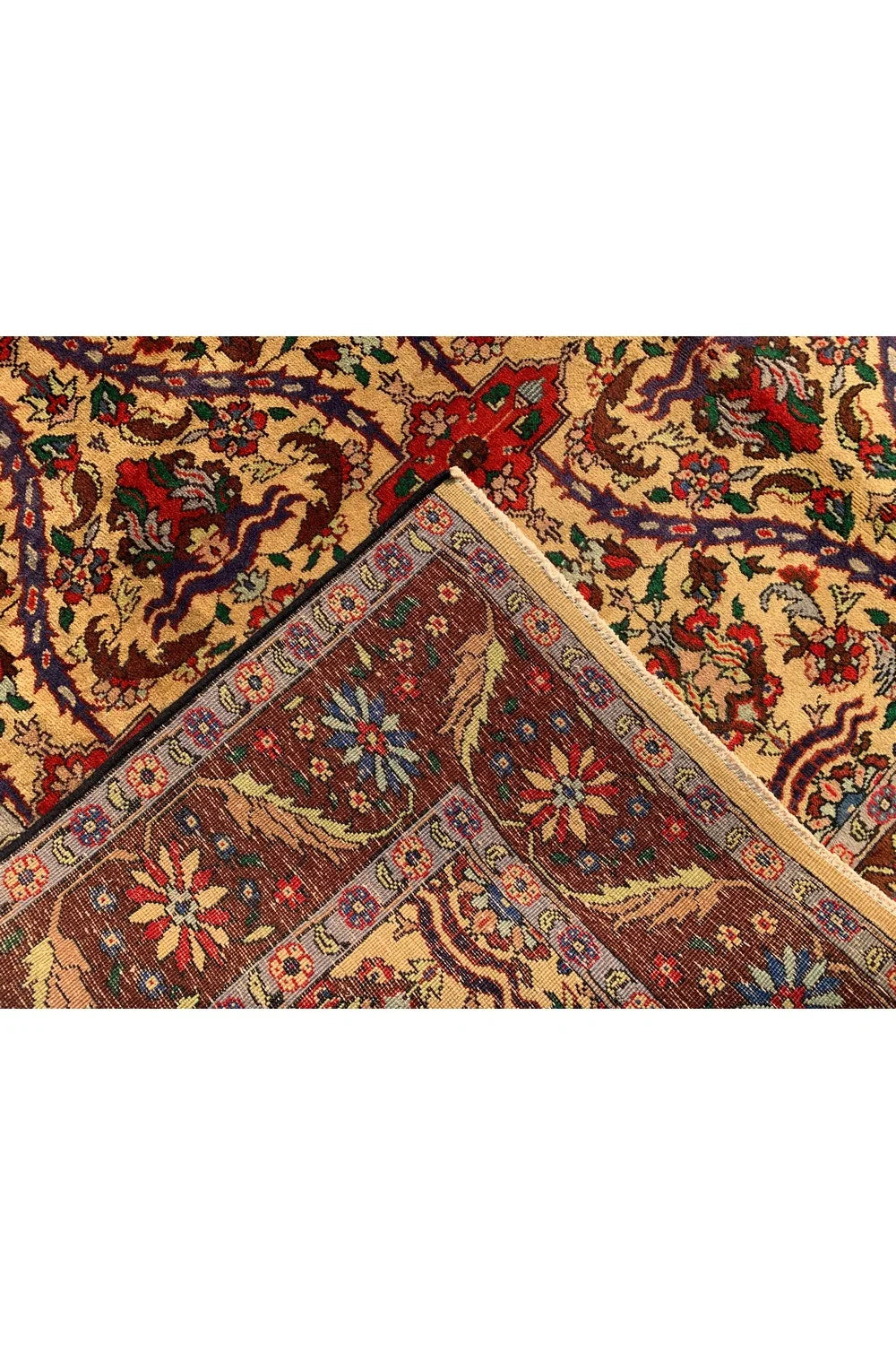 Authentic Hand Knotted Vintage Tabreez Wool Area Rug 12.6 x 7.10 Ft