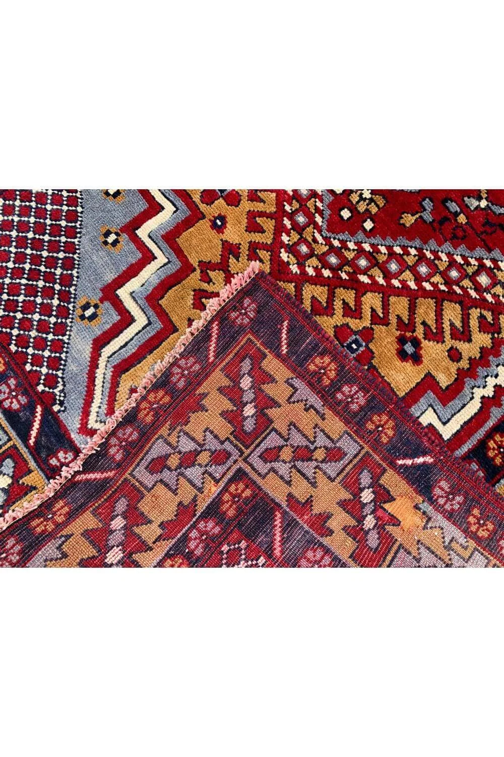 Amazing Hand Knotted Vintage Turkish Wool Area Rug 6.7 x 3.6 Ft