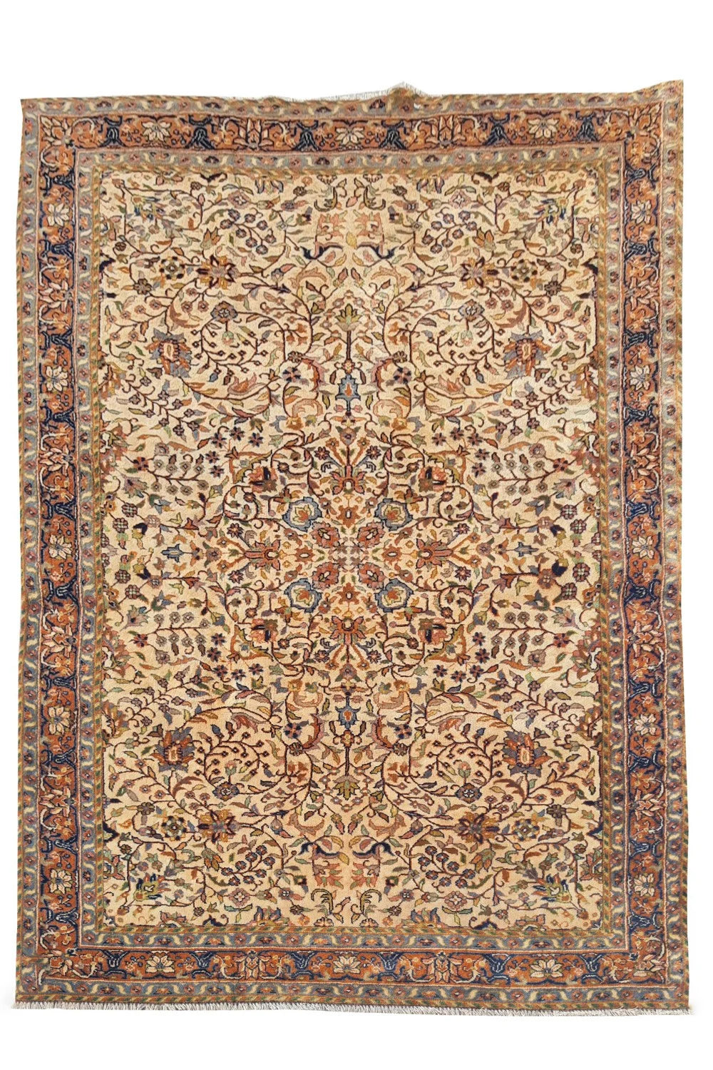 Amazing Hand Knotted Vintage Traditional Tribal Tabreez Wool Area Rug 7 x 4 Ft