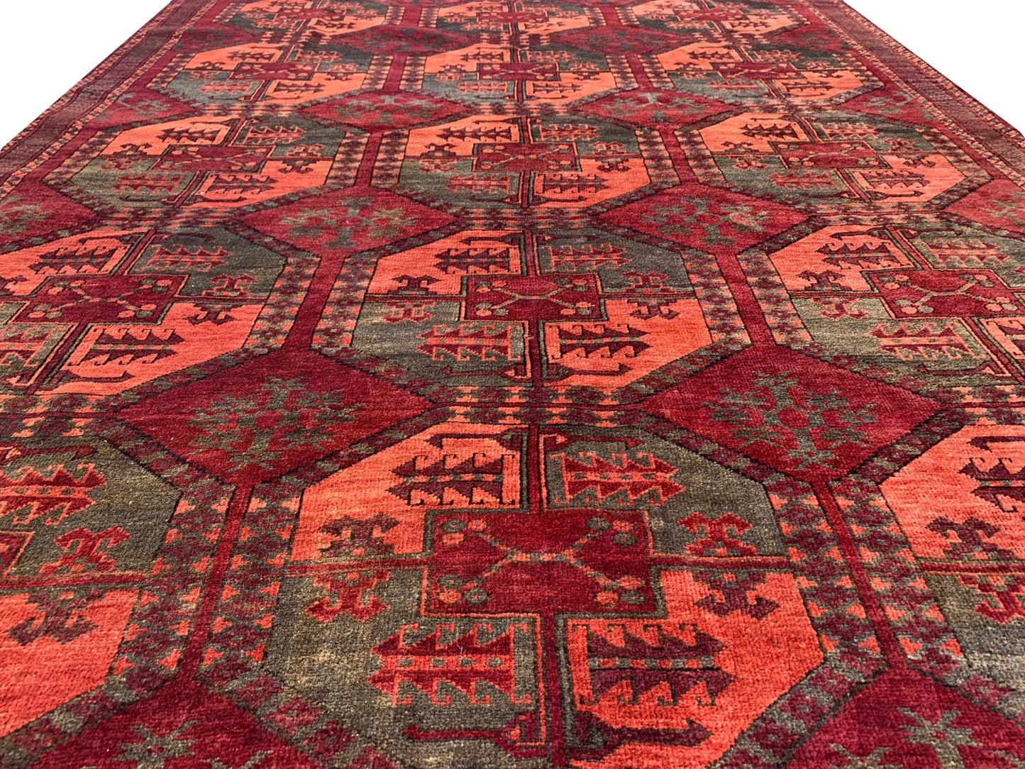 Amazing Hand Knotted Vintage Turkmen Felpah Bokhara Wool Area Rug 8.3 x 5.6 Ft