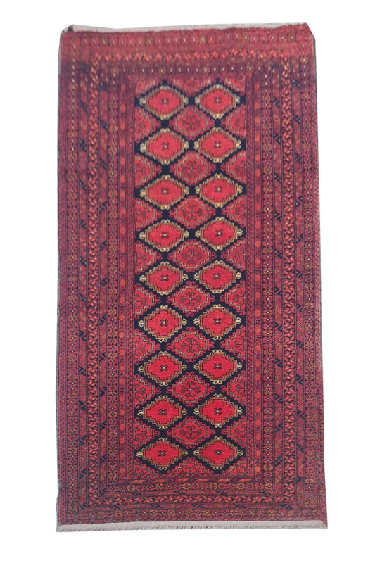 Amazing Hand Knotted Vintage Khuduz Waziri Wool Area Runner Rug 9 x 3 Ft