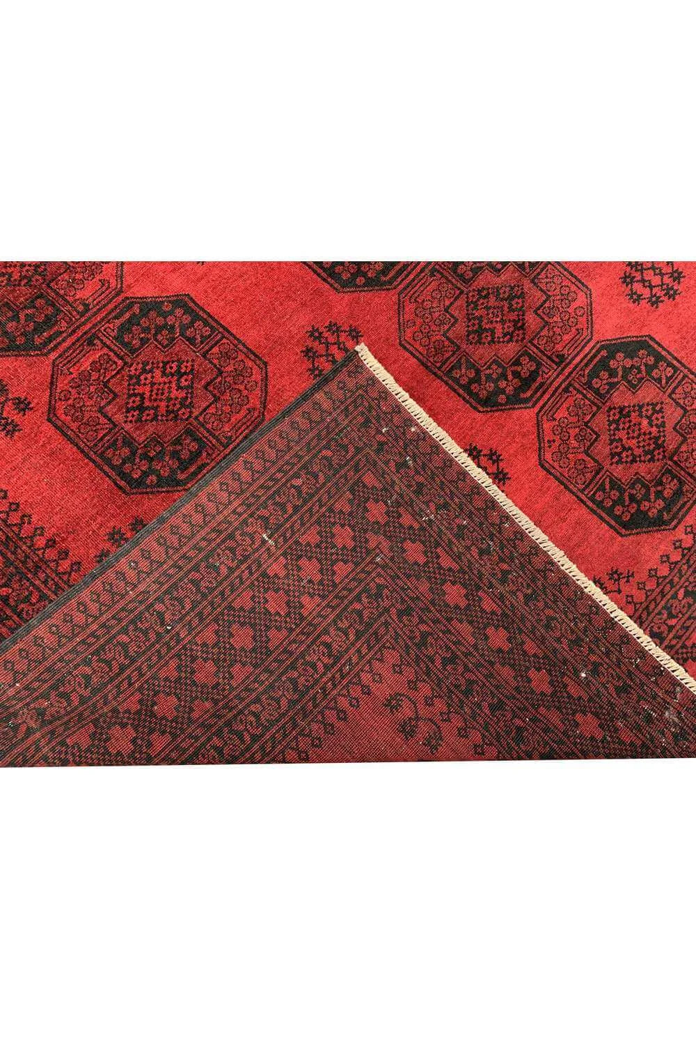 Amazing Hand Knotted Vintage Afghan Turkmen Felpah Wool Area Rug 11.9 x 9.6 Ft