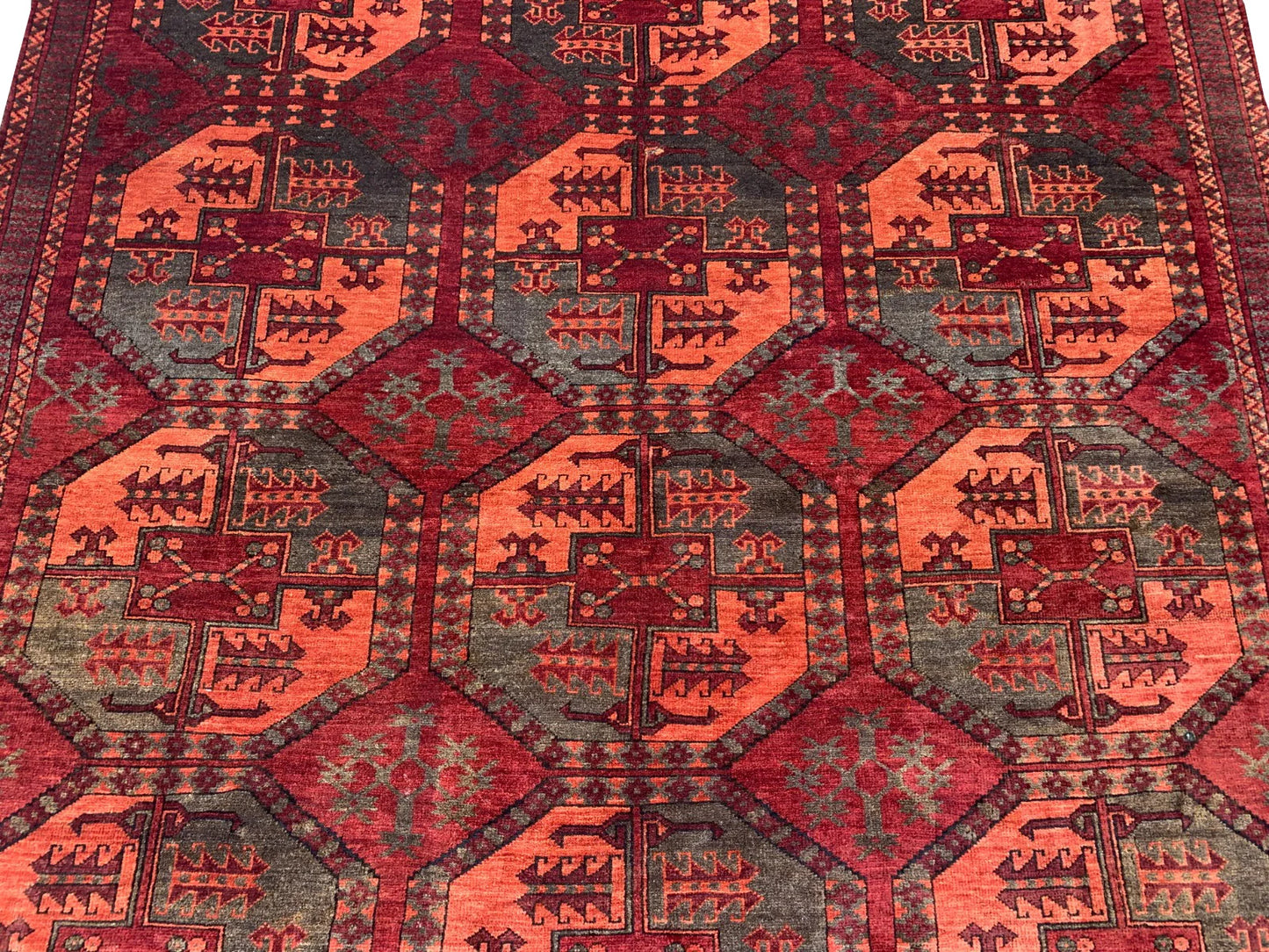 Amazing Hand Knotted Vintage Turkmen Felpah Bokhara Wool Area Rug 8.3 x 5.6 Ft