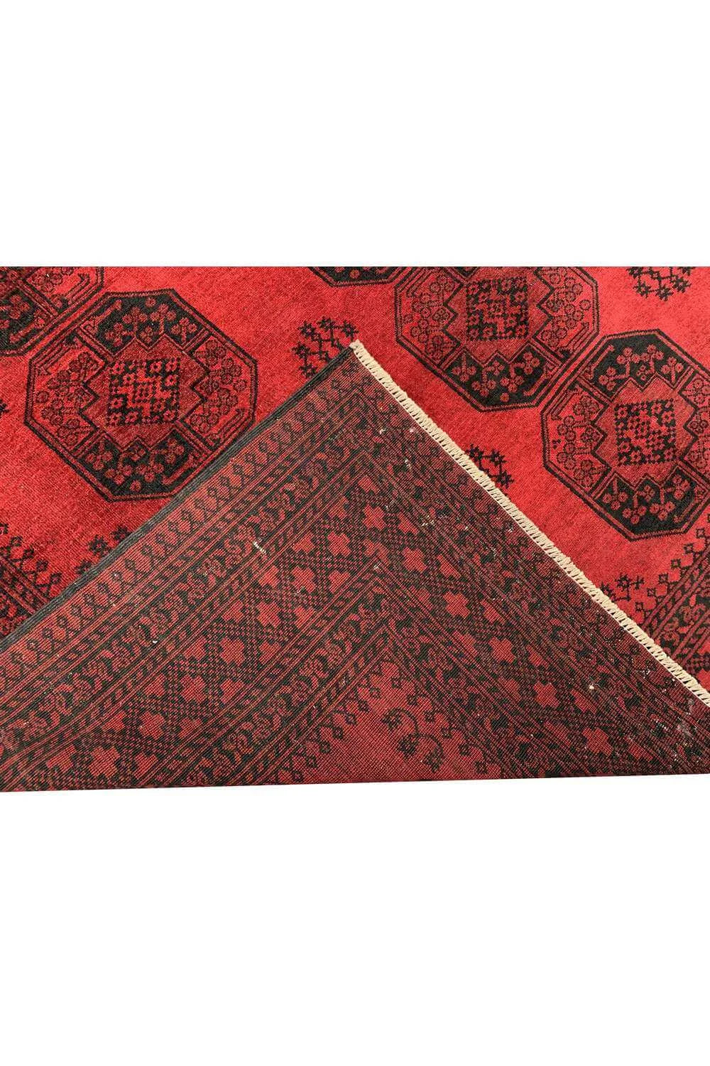 Amazing Hand Knotted Vintage Afghan Turkmen Felpah Wool Area Rug 11.9 x 9.6 Ft