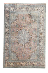 Authentic Hand Knotted Vintage Kashmiri Silk Area Rug 17.9 x 11.11 Ft (1565 Ger-4)
