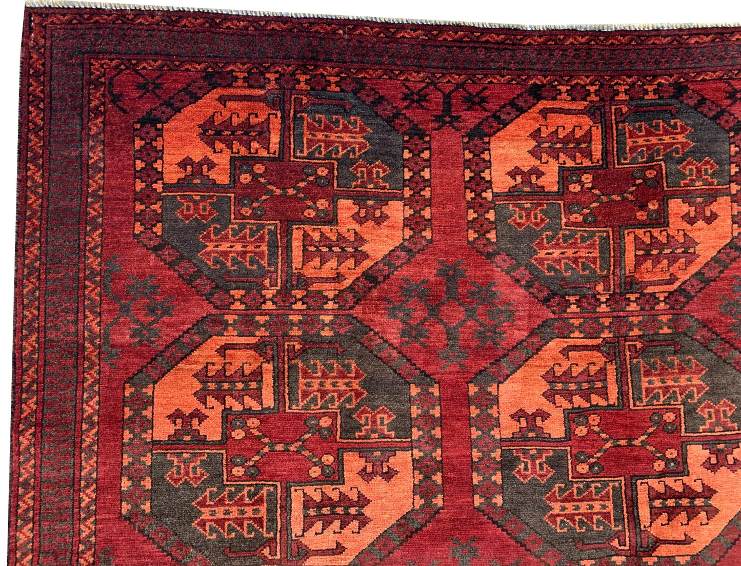 Amazing Hand Knotted Vintage Turkmen Felpah Bokhara Wool Area Rug 8.3 x 5.6 Ft