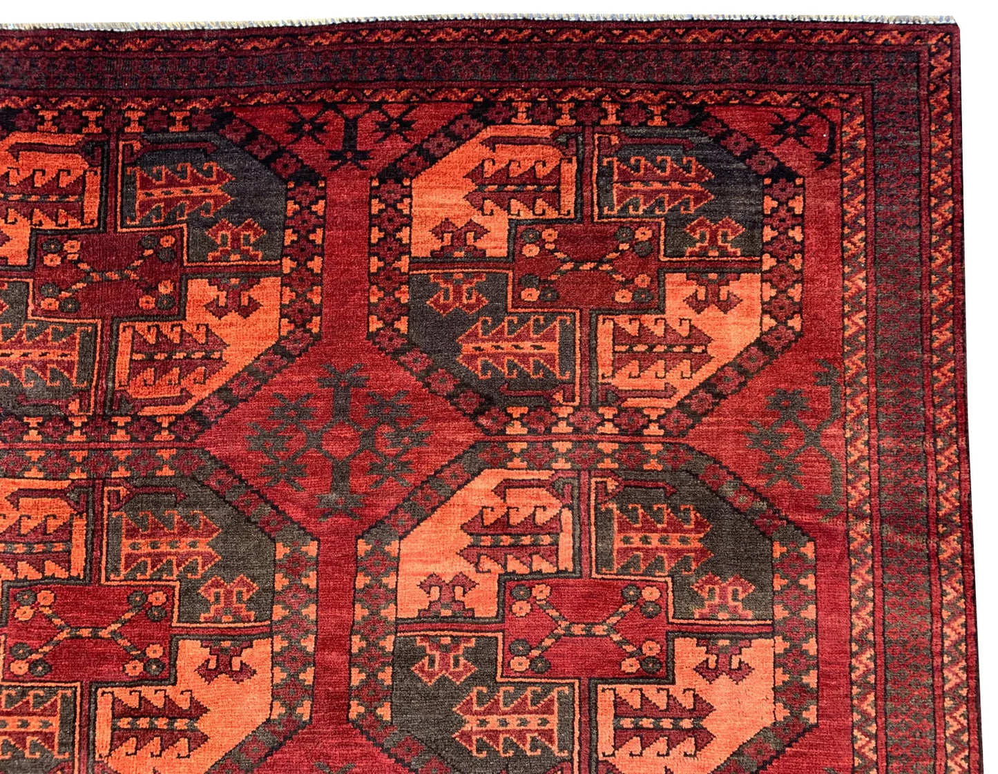 Amazing Hand Knotted Vintage Turkmen Felpah Bokhara Wool Area Rug 8.3 x 5.6 Ft