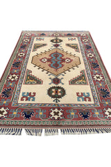 Authentic Hand Knotted Vintage Turkish Wool Area Rug 6.11 X 5.1 Ft (375 Ger)