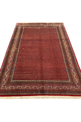 Authentic Hand Knotted Vintage Badam Gull Mir Wool Area Rug 9.3 X 6.4 Ft (366 Ger)