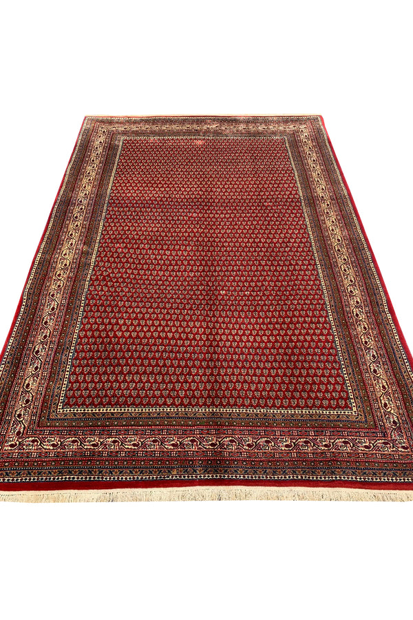 Authentic Hand Knotted Vintage Badam Gull Mir Wool Area Rug 9.3 X 6.4 Ft (366 Ger)