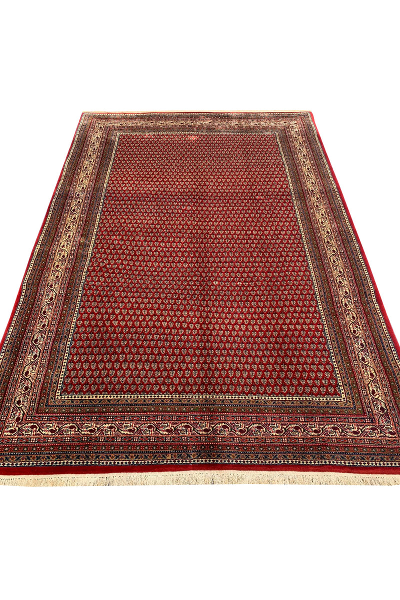 Authentic Hand Knotted Vintage Badam Gull Mir Wool Area Rug 9.3 X 6.4 Ft (366 Ger)