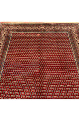 Authentic Hand Knotted Vintage Badam Gull Mir Wool Area Rug 9.3 X 6.4 Ft (366 Ger)