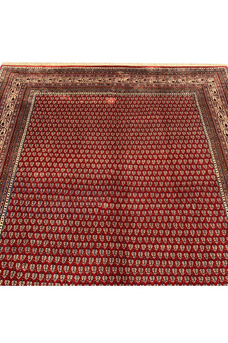 Authentic Hand Knotted Vintage Badam Gull Mir Wool Area Rug 9.3 X 6.4 Ft (366 Ger)