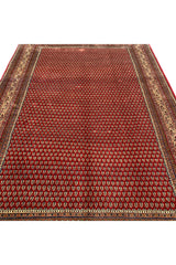 Authentic Hand Knotted Vintage Badam Gull Mir Wool Area Rug 9.3 X 6.4 Ft (366 Ger)