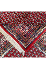 Authentic Hand Knotted Vintage Badam Gull Mir Wool Area Rug 9.3 X 6.4 Ft (366 Ger)