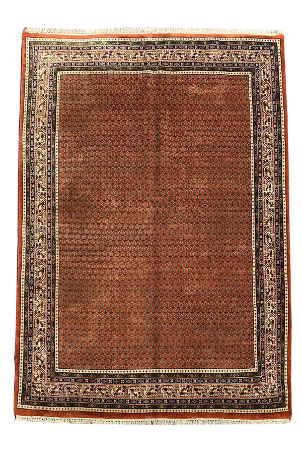 Authentic Hand Knotted Vintage Badam Gul Wool Area Rug 7.10 X 5.5 Ft (426 Ger)