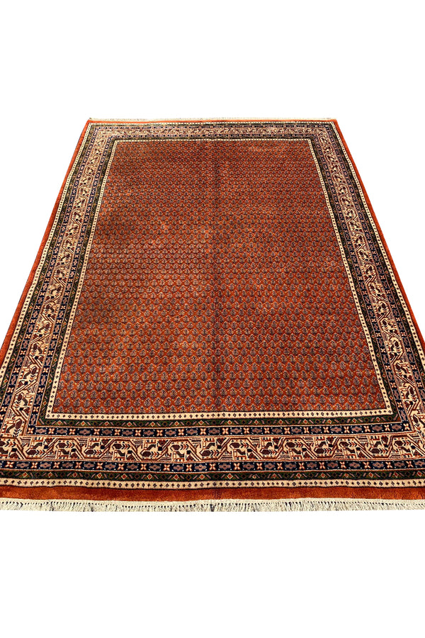 Authentic Hand Knotted Vintage Badam Gul Wool Area Rug 7.10 X 5.5 Ft (426 Ger)