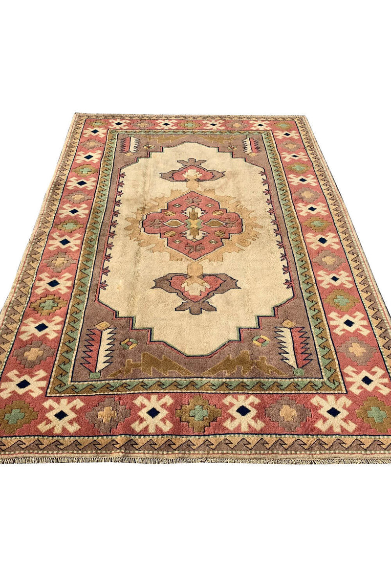 Authentic Hand Knotted Vintage Turkish Wool Area Rug 9.10 X 6.10 Ft (429 Ger)