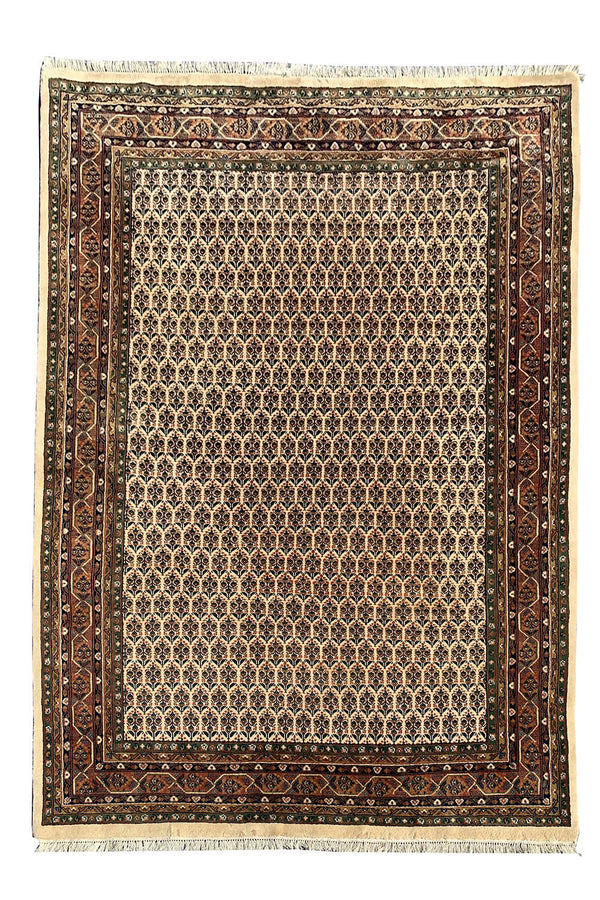 Authentic Hand Knotted Vintage Badam Gul Wool Area Rug 8.0 X 5.9 Ft (431 Ger)