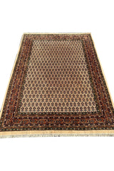 Authentic Hand Knotted Vintage Badam Gul Wool Area Rug 8.0 X 5.9 Ft (431 Ger)