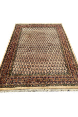Authentic Hand Knotted Vintage Badam Gul Wool Area Rug 8.0 X 5.9 Ft (431 Ger)