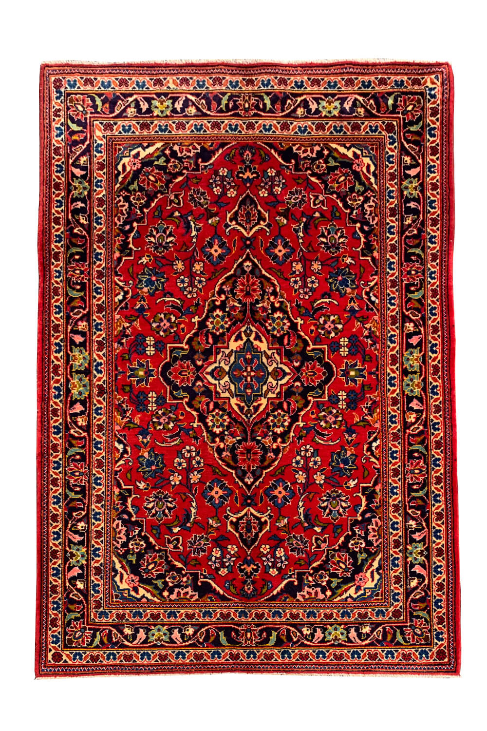 Authentic Hand Knotted Vintage Qashoun Wool Area Rug 5.3 X 3.8 FT