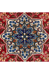 Distressed Hand Knotted Vintage Qirmoun Wool Area Rug 7.5 X 6.8 Ft (383 Ger)