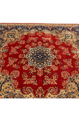 Distressed Hand Knotted Vintage Qirmoun Wool Area Rug 7.5 X 6.8 Ft (383 Ger)