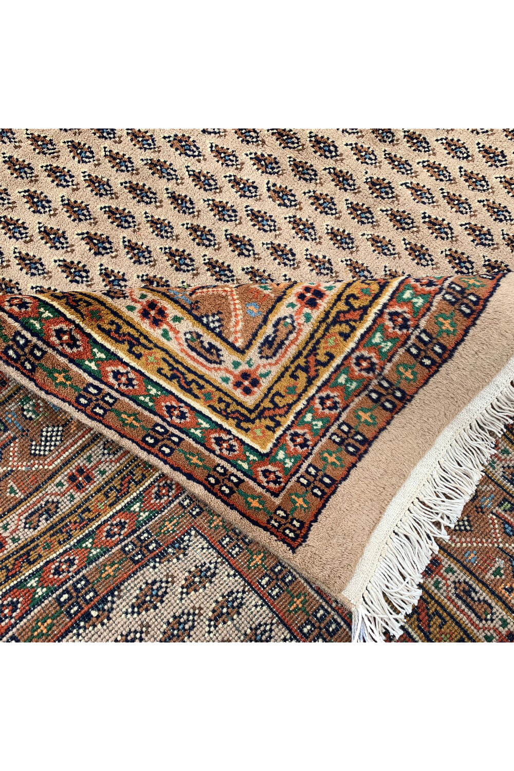 Authentic Hand Knotted Vintage Badam Gul Mir Wool Area Rug 9.11 X 6.7 Ft (389 Ger)