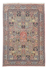 Authentic Hand Knotted Vintage Double Knot Pictorial Wool Area Rug 7.2 x 4.5 Ft (1813 Ger-4)