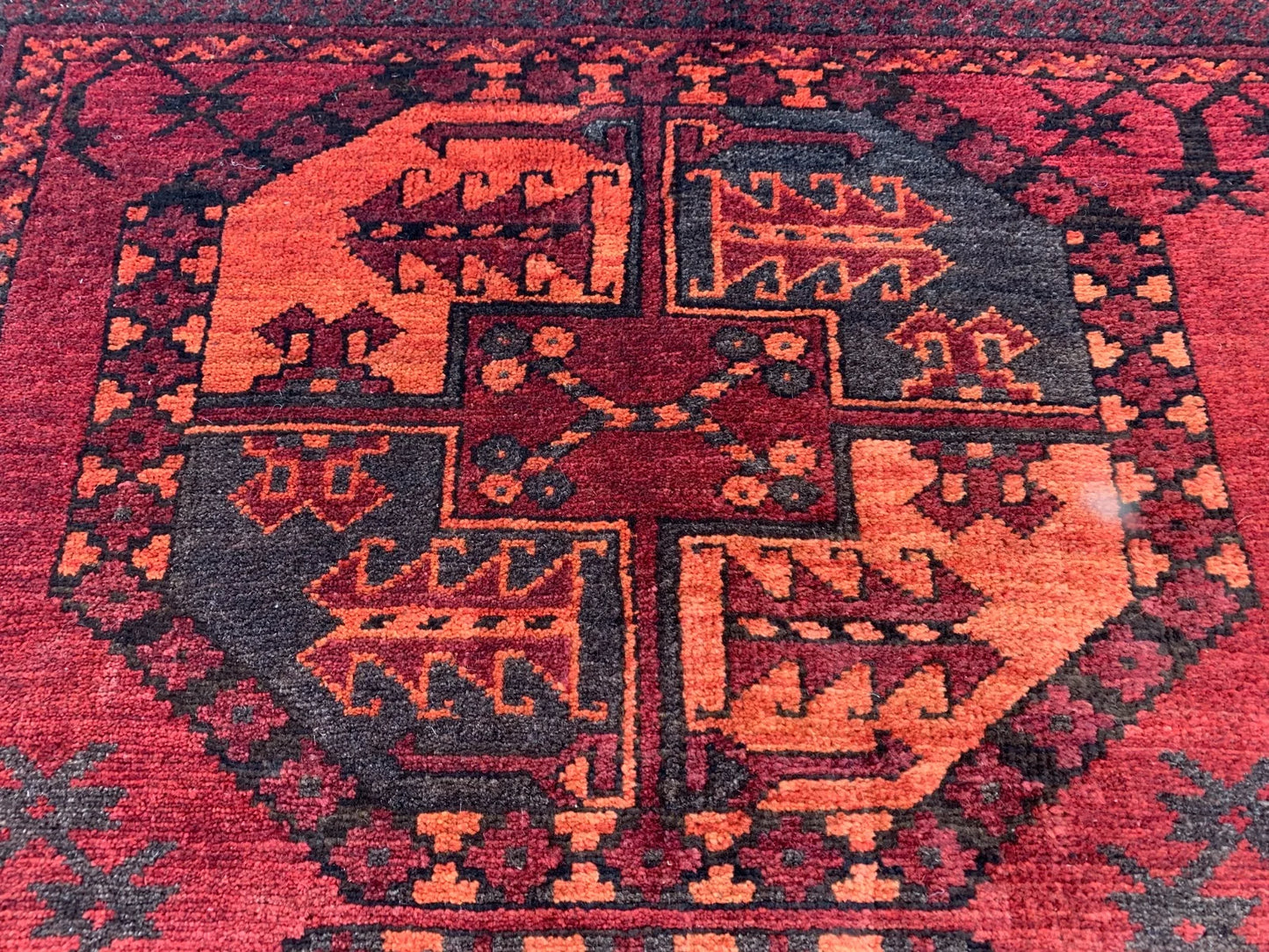 Amazing Hand Knotted Vintage Turkmen Felpah Bokhara Wool Area Rug 8.3 x 5.6 Ft