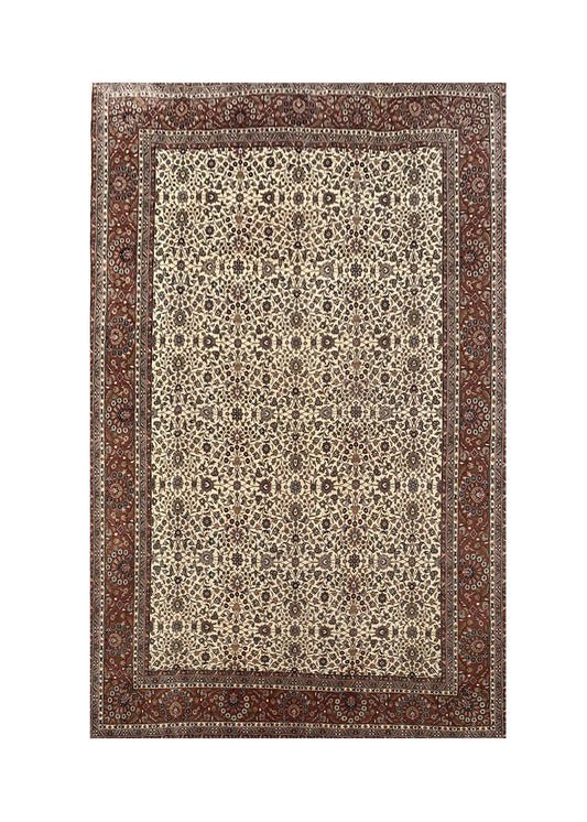 Authentic Hand Knotted Vintage Tabreez Wool Area Rug 12.11 x 9.10 Ft