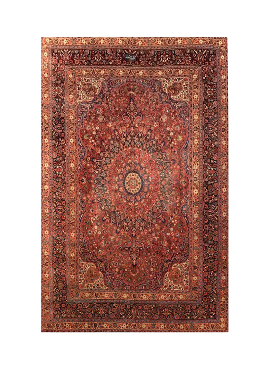 Authentic Hand Knotted Antique Qashoun Wool Area Rug 13.7x 9.11 Ft